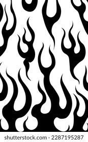 Y2k flame retro abstract background of the 00s-90s. black fire tribal. Groovy psychedelic style. Vector illustration in simple linear style EPS