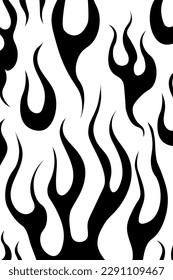 Y2k flame retro abstract background of the 00s-90s. black fire tribal. Groovy psychedelic style. Vector illustration in simple linear style EPS