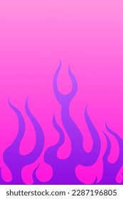 Y2k flame retro pink abstract background of the 00s-90s. Gradient fire tribal. Groovy psychedelic style. Vector illustration in simple linear style EPS
