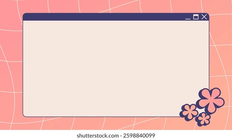 Y2K Flat Style Spring Flower Themed Window Dialog Frame Template Background