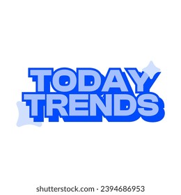 Y2K Flat Style Today Trends Header Typography Template, Blue Comic