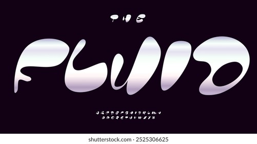 Y2K fluid brush font, organic irregular letters with unique flowing forms. Smooth alphabet for expressive calligrphic headlines, street art lettering, fun funky bubble typography. Vector typeset