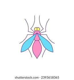 Y2k fly winged insect with paws funky cartoon character groovy style icon vector flat illustration. Summer natural flying habitat minimal trendy sticker comic emoji design for t shirt print