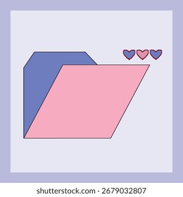 a y2k Folder with Pixel Hearts pastel color