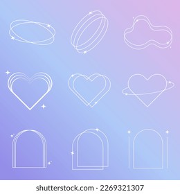 
Y2K frame elements, frame design style 2000s, Y2K frame with sparkle star on gradient background 