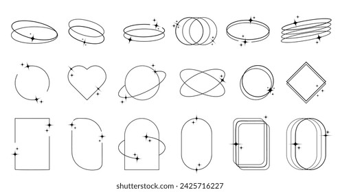 Y2k frames. Minimalist line frames in trendy retro style. Retro aesthetic design.