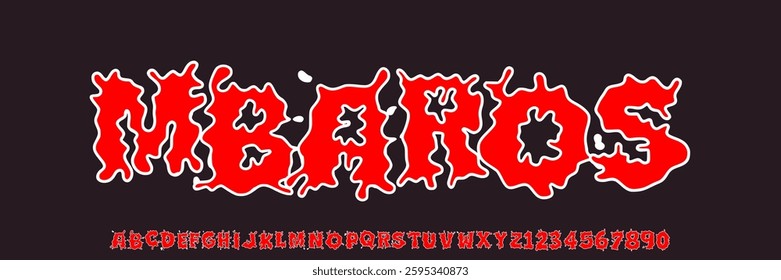 Y2k Freedom Dark Lettering vector type font. Grunge style type font with Gothic Pank Rock and Dark Rock signs and symbols . Scary tattoo font concept. Rock n Roll style lettering. Vector illust