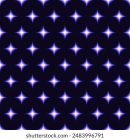 Y2K geometric seamless pattern with blurred stars. Trendy gradient background with aura effect.