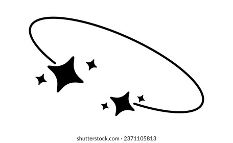 Y2k geometric shape, minimalist frame with stars. Retro design element for social media or poster. Vector illustration