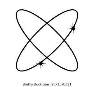 Y2k geometric shape, minimalist frame with stars. Retro design element for social media or poster. Vector illustration