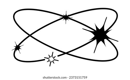 Y2k geometric shape, minimalist frame with stars. Retro design element for social media or poster. Vector illustration