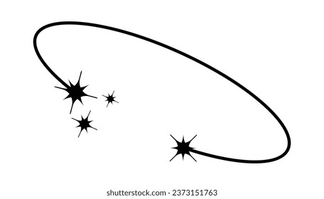 Y2k geometric shape, minimalist frame with stars. Retro design element for social media or poster. Vector illustration