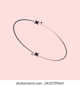 Y2k geometric shape, minimalist frame with stars. Retro design element for social media or poster. Vector illustration