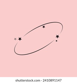 Y2k geometric shape, minimalist frame with stars. Retro design element for social media or poster. Vector illustration