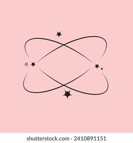 Y2k geometric shape, minimalist frame with stars. Retro design element for social media or poster. Vector illustration