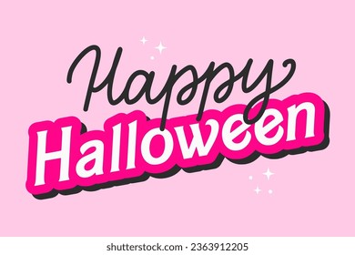 Y2k glamour girly poster. Glam slogan of Happy Halloween. Trendy 90s, 00s pink aesthetic. Ready greeting card for 31th October.