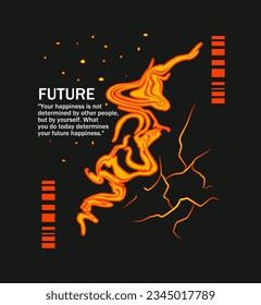 Y2K Glitch Abstract Poster Vector. Neon Liquify Art for T-Shirt and Wall Print
