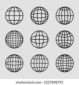 Y2K globe element, globe icon, Globe element, World Icon Black