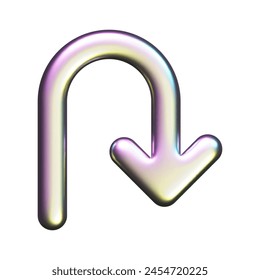Y2k glossy arrow with iridescent finish in a circular motion isolated on transparent background. Futuristic design element with a Liquid Chrome appearance for creative. Three-dimensional and playful - Powered by Shutterstock - Get 15% off with code: PIKWIZARD15