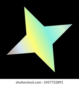 Y2k gradient element, 2000s sticker star with hologram, vector futuristic style, trendy chrome shape. Abstract aesthetic retro element.