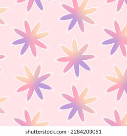 Gradiente Y2k patrón floral sin costuras. Forma geométrica abstracta de estilo retro a la moda. 