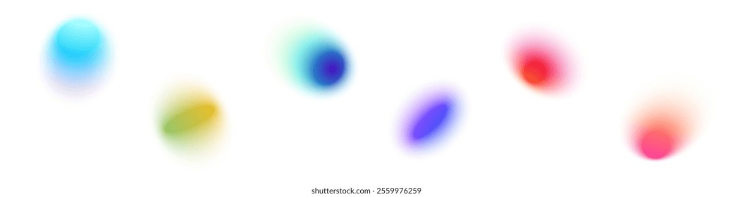 Y2K gradient shapes with blue blur colors. Abstract, fluid color. Flat vector illustration isolated on white.