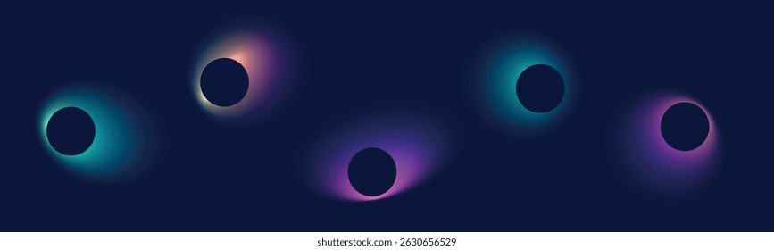 Y2K gradient shapes with blue blur colors. Abstract, fluid color. Flat vector illustration isolated on white.