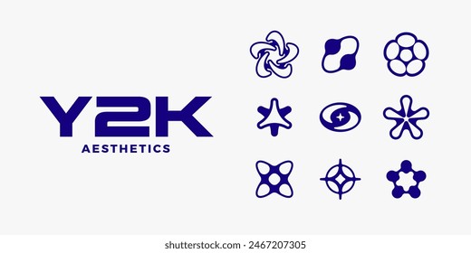 Y2K graphic design. Trendy retro futuristic geometric forms.