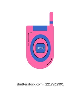 Y2k groovy element. Retro mobile phone isolated on white background. 2000 vibes collection. 2000s cartoon hand drawn vector illustration.