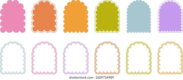 Y2k groovy geometric arch frames with wavy borders lines