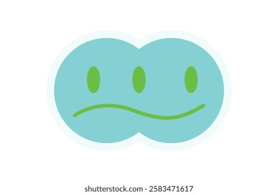 Y2K groovy smile sticker. Cute emoji icon with a happy expression. Retro element with modern shape, abstract design, and fun aesthetic, perfect for decoration or trendy streetwear.