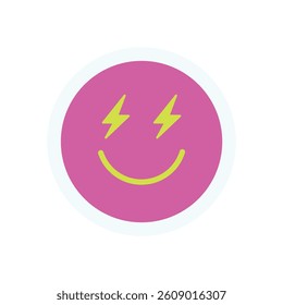 Y2K groovy smile sticker. Retro happy emoji icon. Cute and fun element, modern aesthetic, perfect for decoration or trendy streetwear collection.
