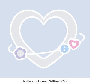 Y2k heart border photo frame toploader