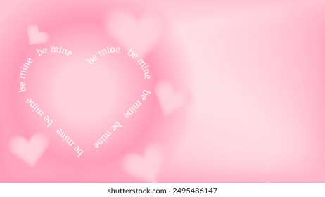 Y2k heart frame background. Love aura abstract bg in trendy style. Be mine valentine card banner for romantic event. Pastel dreamy header layout with aesthetic typography for promotion cover