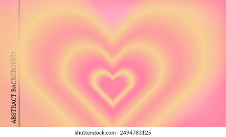 Y2k heart gradation bg. Pink and yellow love aura and cute gradient background. Trendy blur aesthetic concept for romantic card. Retro 2000s graphic for presentation cover. Fantastic dreamy layout