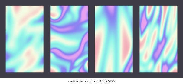 Y2k Holographic Aesthetic abstract gradient pastel rainbow unicorn background with translucent neon blurred pattern. Social media stories highlight templates for digital marketing for stories.