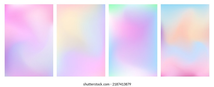 Y2K holographic gradient set  Iridescent aura pastel rainbow mesh backgrounds  Soft blurry pink  blue   mint textures for social media templates   other graphic designs 