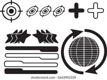 Y2K Icon Pack EPS. Plantillas abstractas retro para su diseño. Elementos geométricos de la década de 2000.