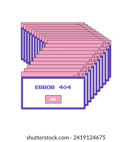 y2k-Schnittstelle, Retro-Groovy Psychedelic, Browser-Fehlerfenster mit Hovering 