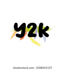 Y2k isolated word in 2000s style with colors on background. Flat illustration for printing.