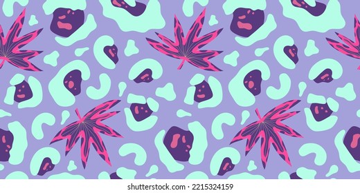 Y2k leopard seamless background. Psychedelic pink leopard print. Seamless abstract animal, skin pattern. Trendy illustration. Vector graphic illustration
