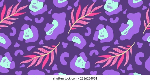 Y2k leopard seamless background. Psychedelic pink leopard print. Seamless abstract animal, skin pattern. Trendy illustration. Vector graphic illustration