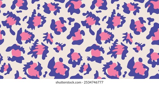 Y2k leopard seamless background. Psychedelic leopard print. Seamless abstract animal skin pattern.Vector illustration. Hand drawn, groovy style