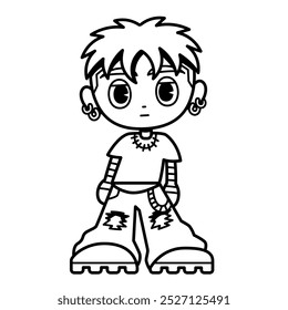 Y2K Masculino Personagem Rua Moda Isolado