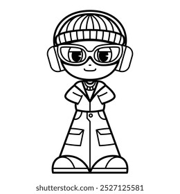 Y2K Masculino Personagem Rua Moda Isolado