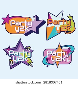 Y2k Millenium Badges with Colorful Concept
