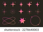 Y2K minimalist geometric elements, abstract forms. Simple star and flower shape, basic form, trendy modern graphic element vector set