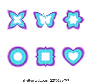 Y2K minimalist geometric elements, abstract forms. Simple star and flower shape, basic form, trendy modern graphic