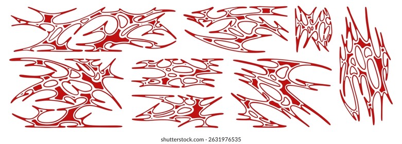 Y2k neo-tribal graphic shape asset. Hand drawn cyber sigilism tattoo elements. Aesthetic of 90s, 2000s. Vector illustration for sticker, poster, collage, design template