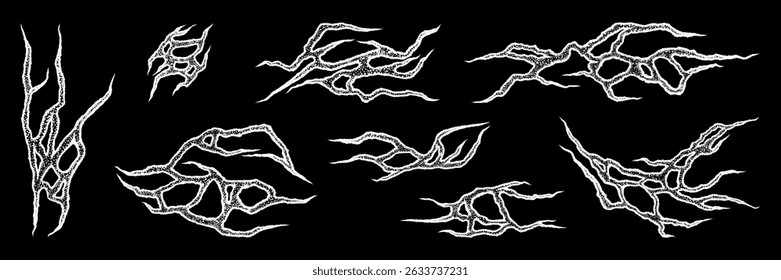 Y2k neo-tribal graphic shape asset. Hand drawn cyber sigilism tattoo elements. Aesthetic of 90s, 2000s. Vector illustration for sticker, poster, collage, design template.